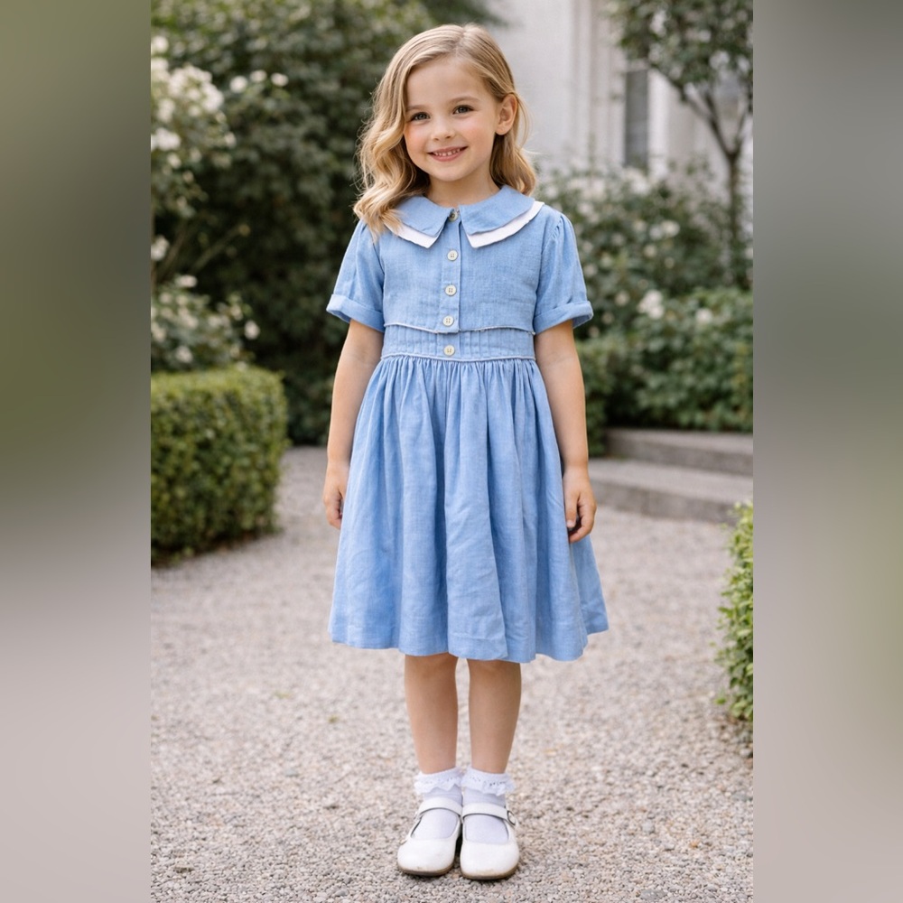 Vintage 50s/60s Suzy Brooks Suzanne Godart 2pc Blue Dress Set Size 3T/4T